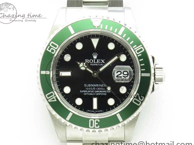 0512 Neat Submariner 16610 LV Green No Rehaut Engraving 904L Steel ARF1:1 Best Edition on SS Bracelet SH 2955